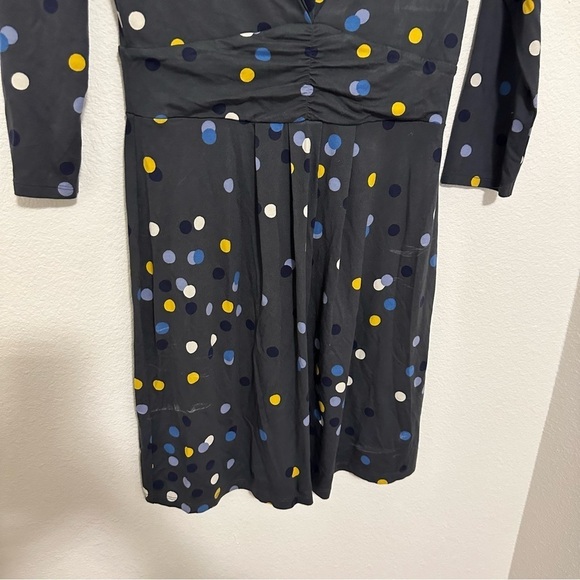 Boden Marion Polka Dot Jersey Dress 3/4 Sleeves V Neck Size 6 Regular - Picture 6 of 11